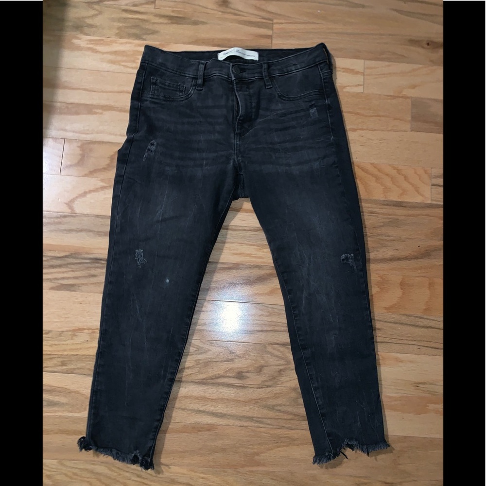 Gap Distressed Hem Black Washed Jeans